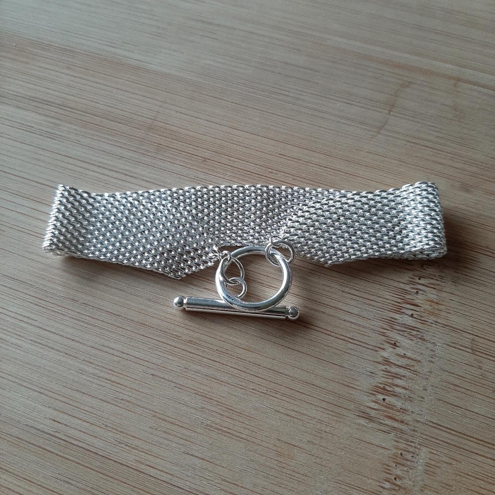 Silver net strap chain bracelet